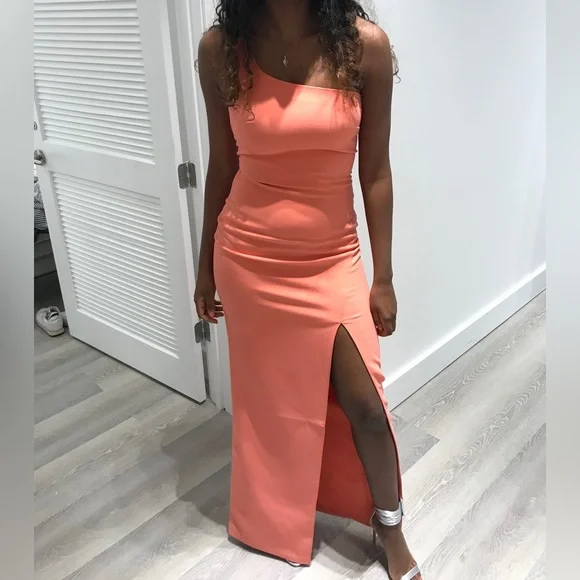 open lace back dress Tessie Dress in Apricot Crush